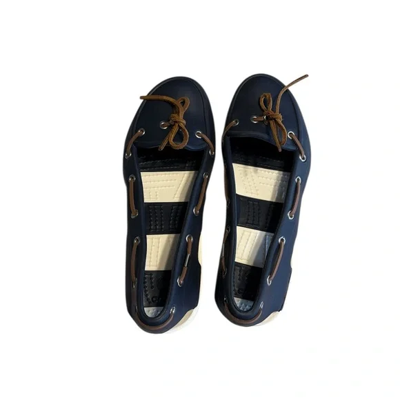 CROCS Women's Beach Line Hybrid Boat Shoes 8 Navy White Preppy Nautical Coastal - Picture 8 of 10